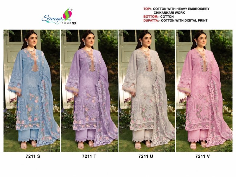 7211 S To V By Saniya Cotton Chikankari Pakistani Salwar Suits 
